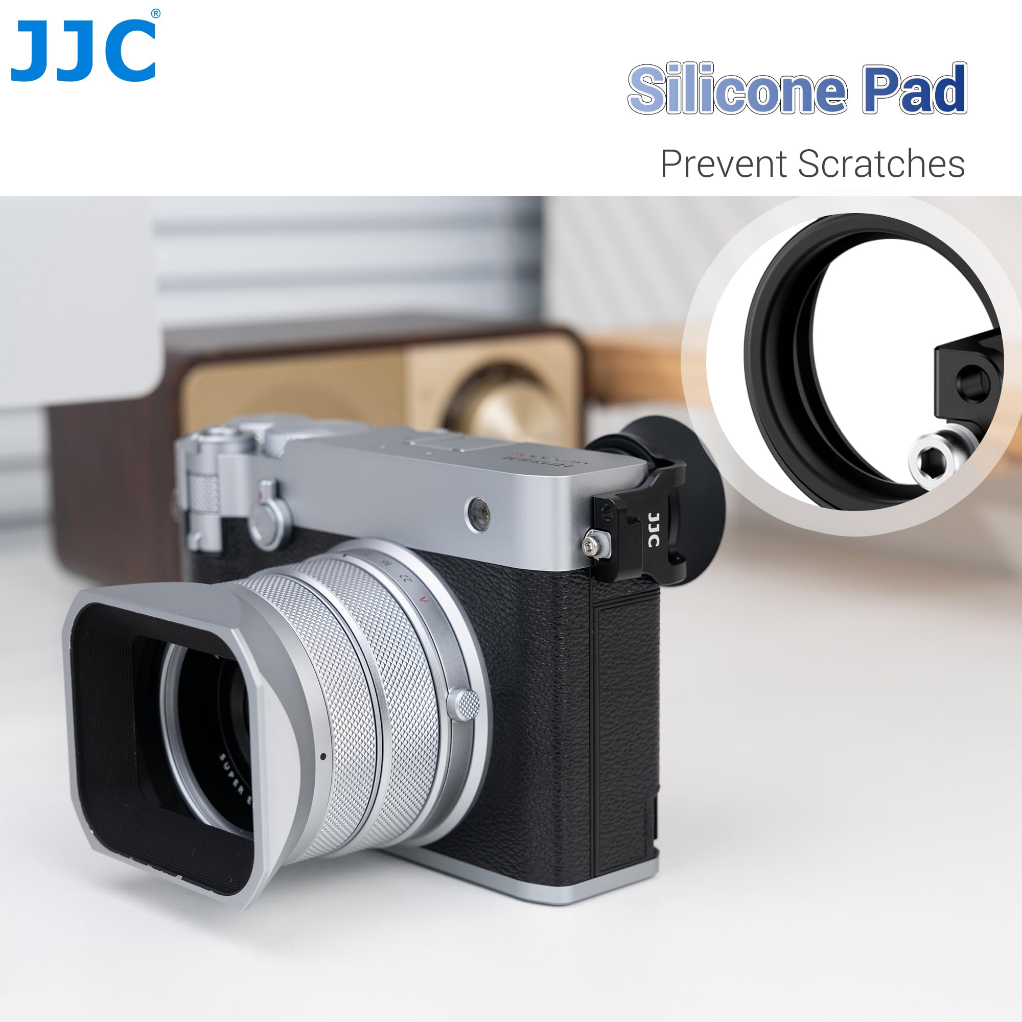 JJC Runde weiche Silikon-Augenmuschelkamera, Sucher kompatibel mit Fujifilm GFX100RF Kamera, Sucher Okularanpassungskamera Augensensor & Dioptrieneinstellrad (einfach zu installieren mit Öse) schwarz