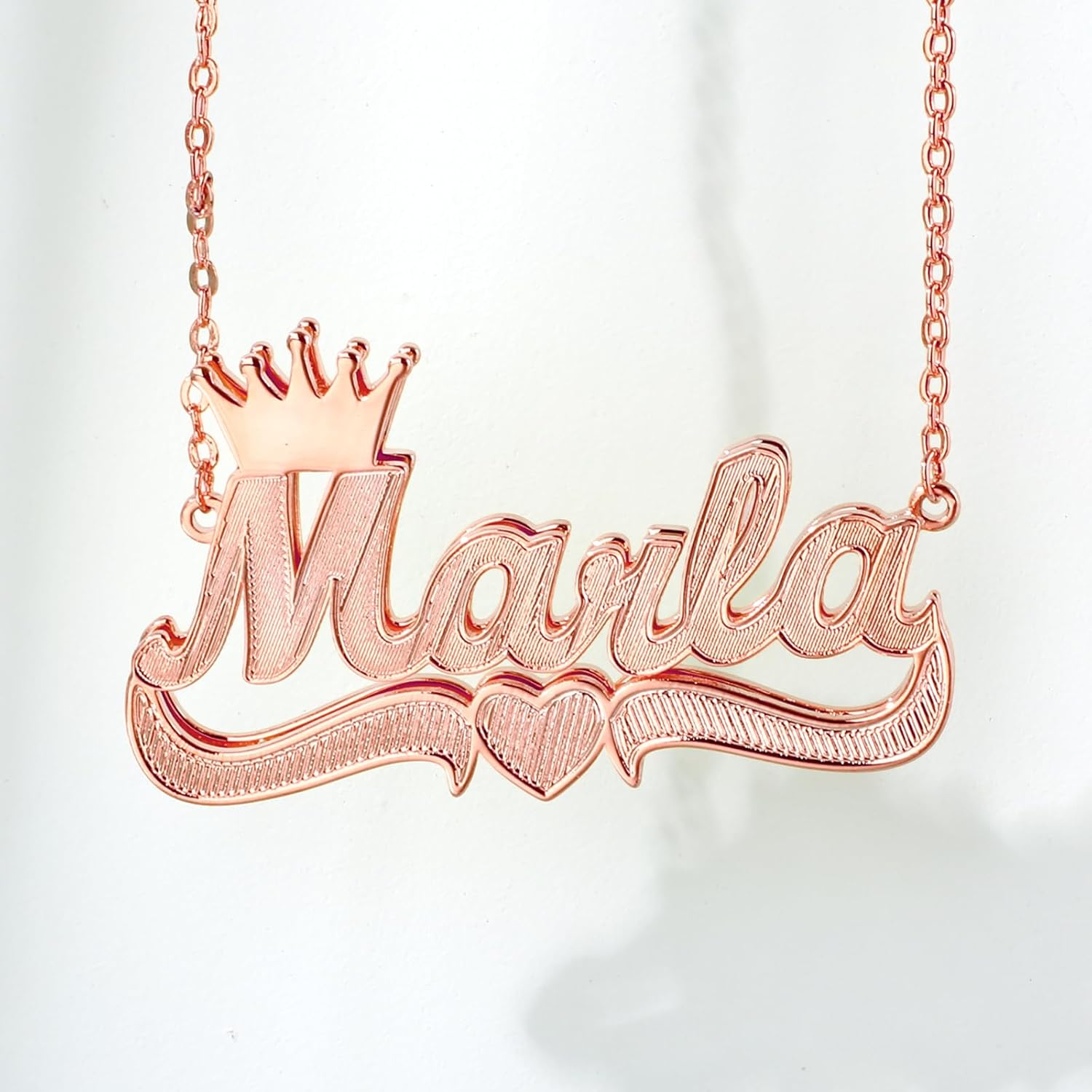 Drawelry Personalized Name Necklace Two Tone 18K Gold Plated Double Heart Pendant Custom Nameplate Jewelry Valentine's Gift for Women Men Couples Anniversary Birthday Gift