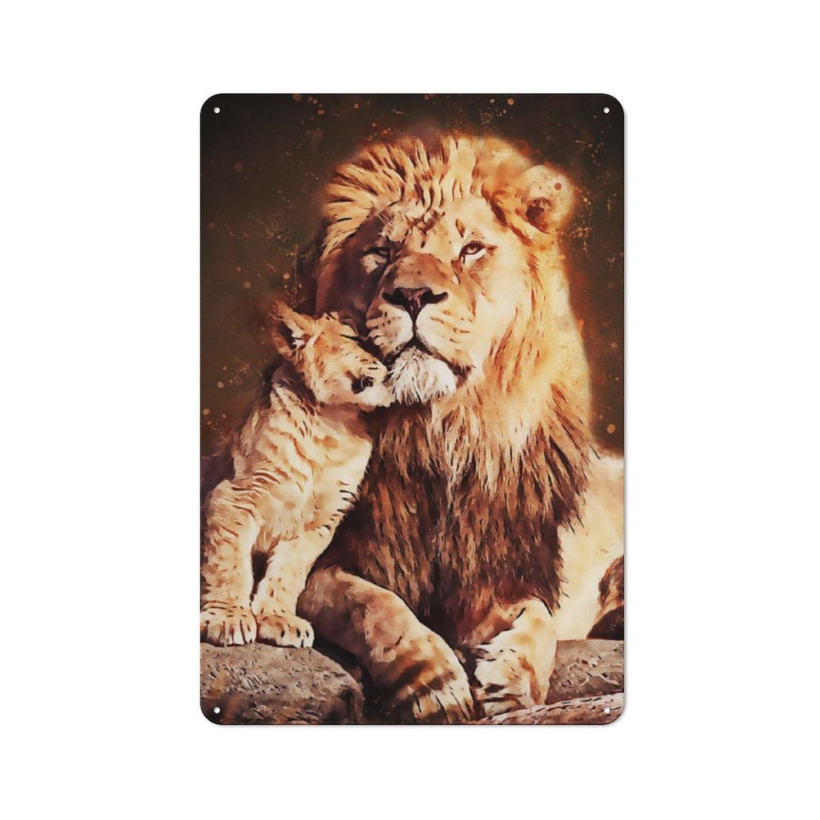 Junmoney Cute Lion Tin Wall Plaque 30X20cm With For Pub Or Café, For Hospitality Wall Decor Collectors