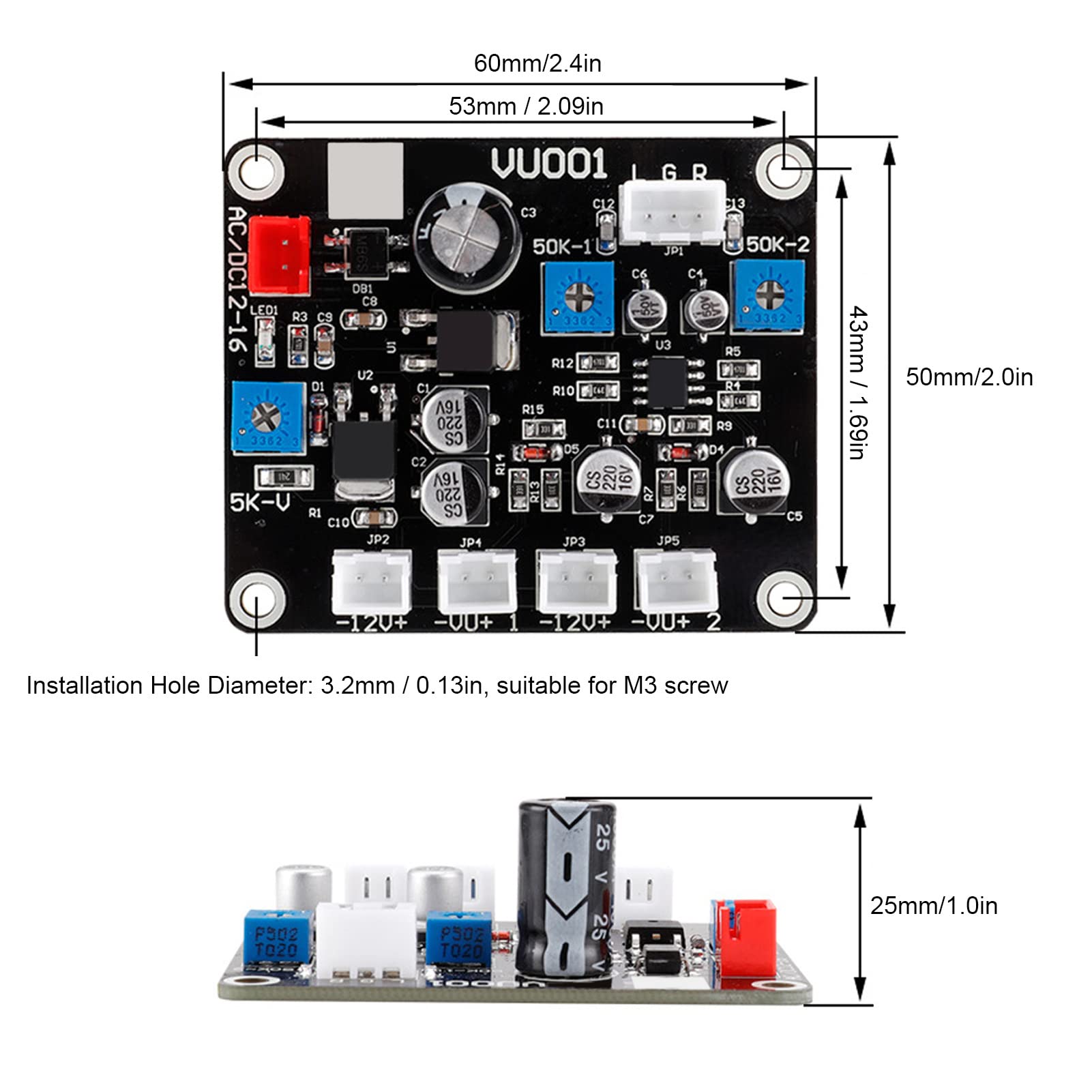 VU Meter per tester di potenza audio fai-da-te con retroilluminazione per appassionati di audio domestico e per auto