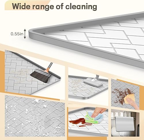 Miniatura 6 de Alfombrilla de silicona para arena para gatos de 24 x 15 pulgadas, fácil de limpiar, impermeable, a prueba de orina y antideslizante para mantener