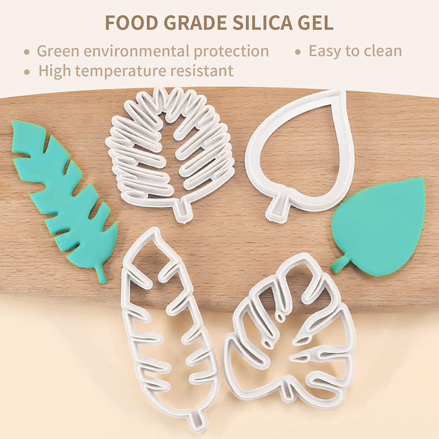 4Pcs Tropical Leaf Cookie Cutter Hawaiian Palm Leaves Fondant Mold for DIY Cake Sugarcraft Candy Fondant Grass Cutter For Gum Paste - Image 3
