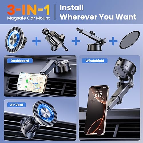 Miniatura 2 de Soporte magnético para teléfono MagSafe para automóvil imán más fuerte mejorado 2025 Soporte de célula de montaje de automóvil para ventilación del