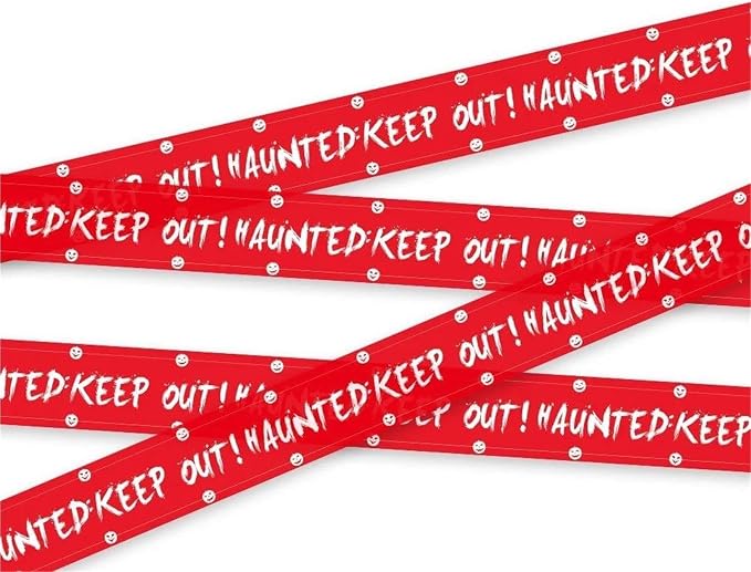 3PCS Halloween Skull Warning Tape Prop Head Window Decoration Sign(3PCS Red 9M)