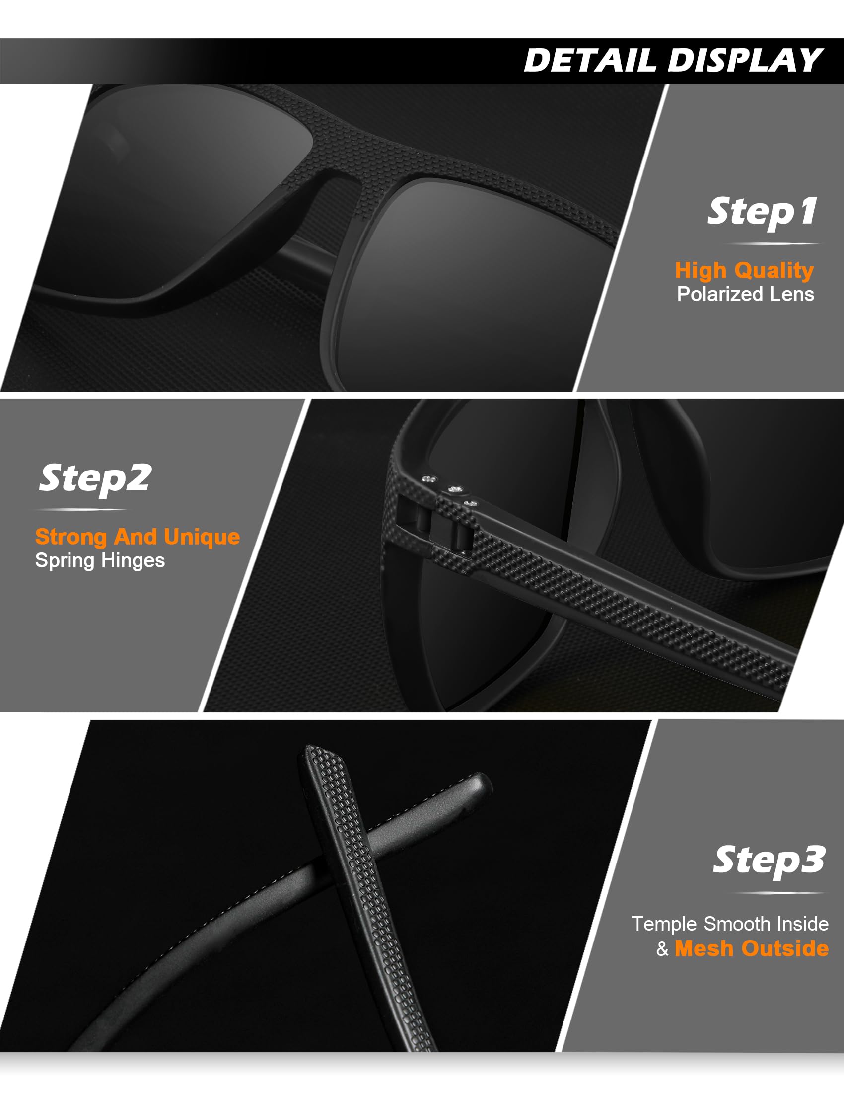NSSIW Gafas de sol polarizadas para hombre: lentes de sol clásicos con protección UV para conducir, pescar, golf, 4 paquetes