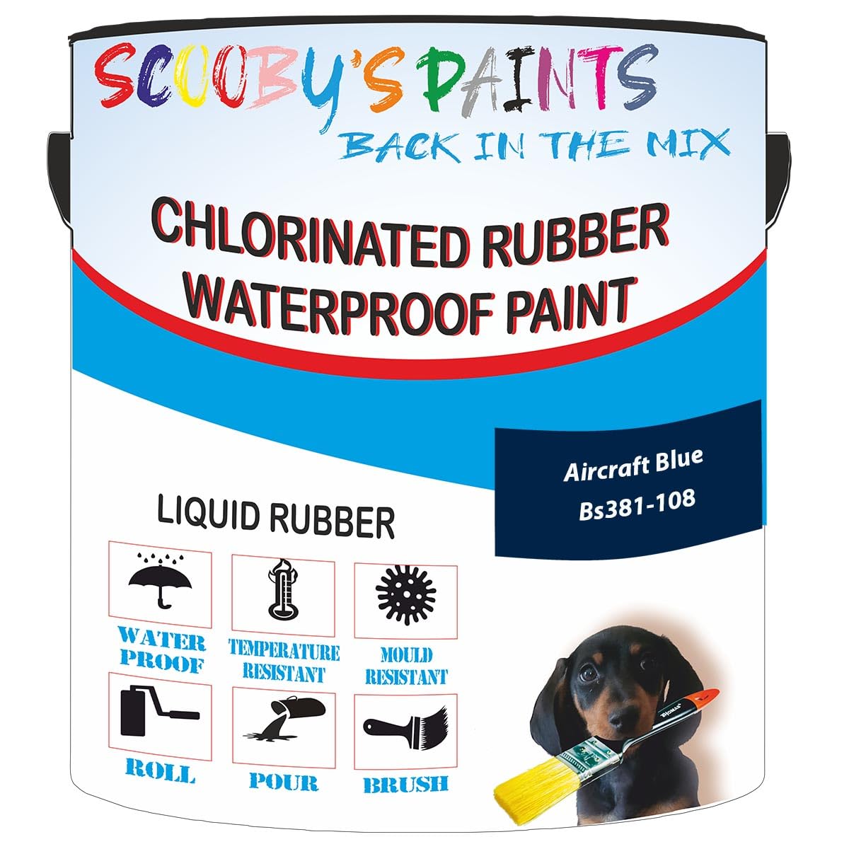 Scooby's Paints Chlorinated Rubber Waterproof Paint, Liquid Rubber (Aircraft Blue Bs381-108, 1 Liter) — image 1