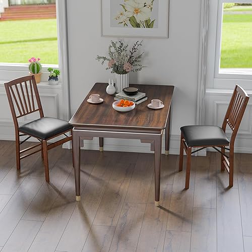 Miniatura 9 de TANGZON Folding Chairs 24 Pieces Rubber Wood Padded Dining Chairs with PVC Leather Exterior and Backrest for Home Kitchen Office Upholstered Guests