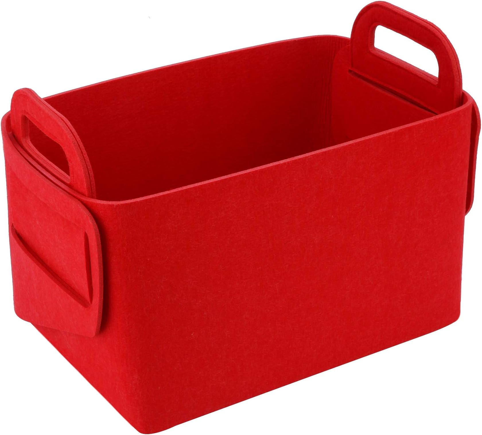 Minoisome Storage Basket Felt Storage Bin Collapsible& Convenient Box Organizer with Carry Handles for Office Bedroom Closet Babies Nursery Toys Laundry (Red, 13.8inch(L)×9.5inch(W)×8.3inch(H))