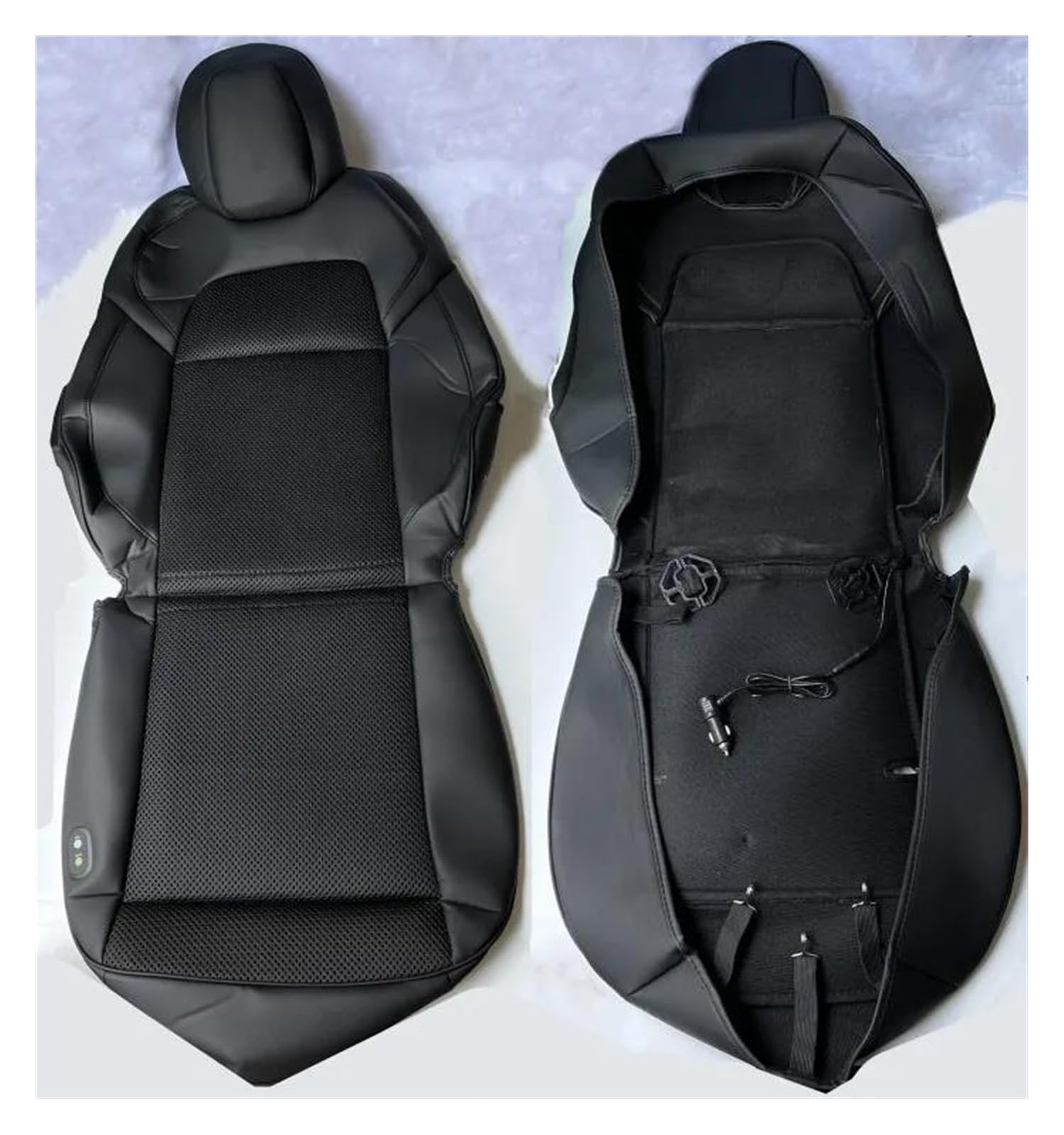 Funda Coche Asientos Para Tesla Para Modelo 3 Y Funda De Asientos Transpirable Con Ventilador Cojín De Asiento De Seda De Hielo Accesorios De Coche Protectores De Asiento(Black)