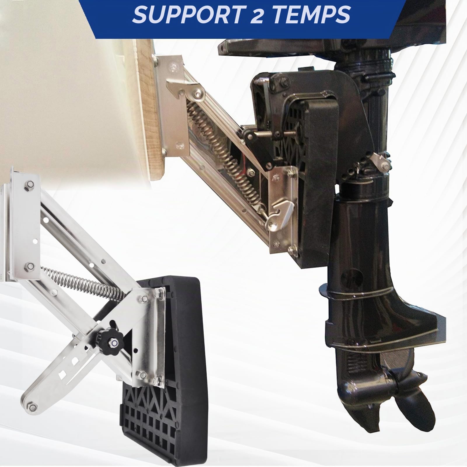 Support de moteur hors-bord 2 temps en acier inoxydable pour moteur hors-bord - Charge maximale : 7,5 CV - 20 HP