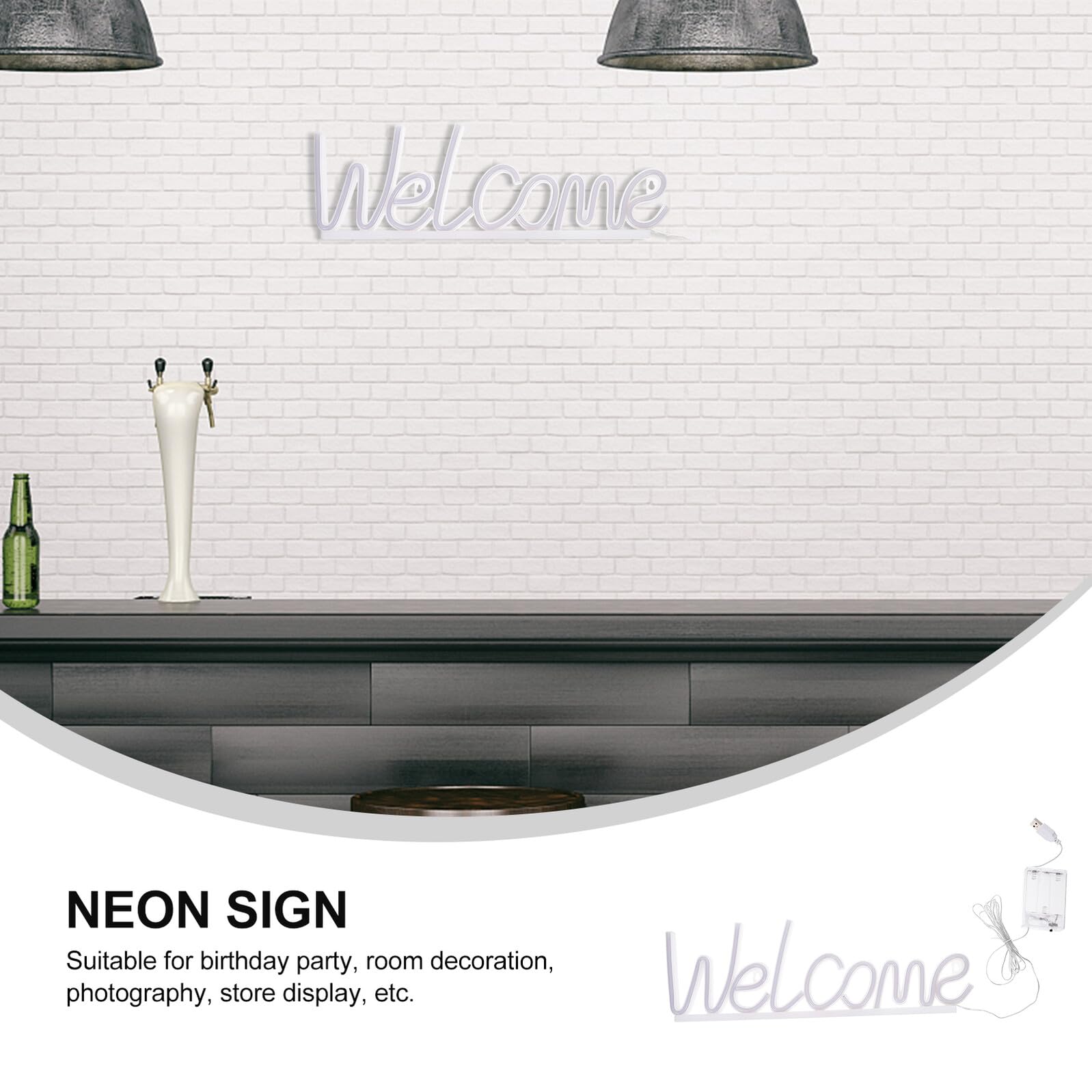 TOYANDONA LED Neon Schild „Welcome“ aus Acryl Dekorative LED Lampe für Party Bar und Wohnraumbeleuchtung Stimmungsvolle Wanddeko