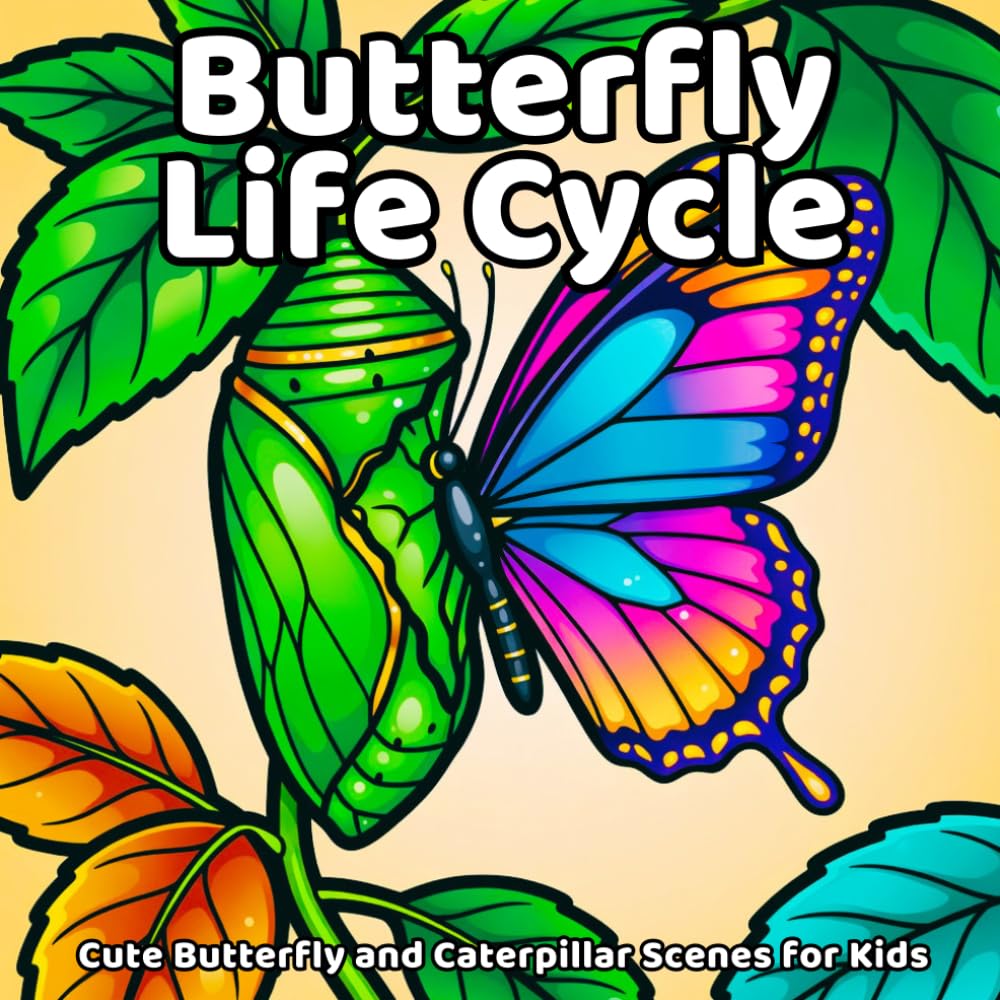 Butterfly Life Cycle Coloring Book: Cute Butterfly and Caterpillar Scenes for Kids