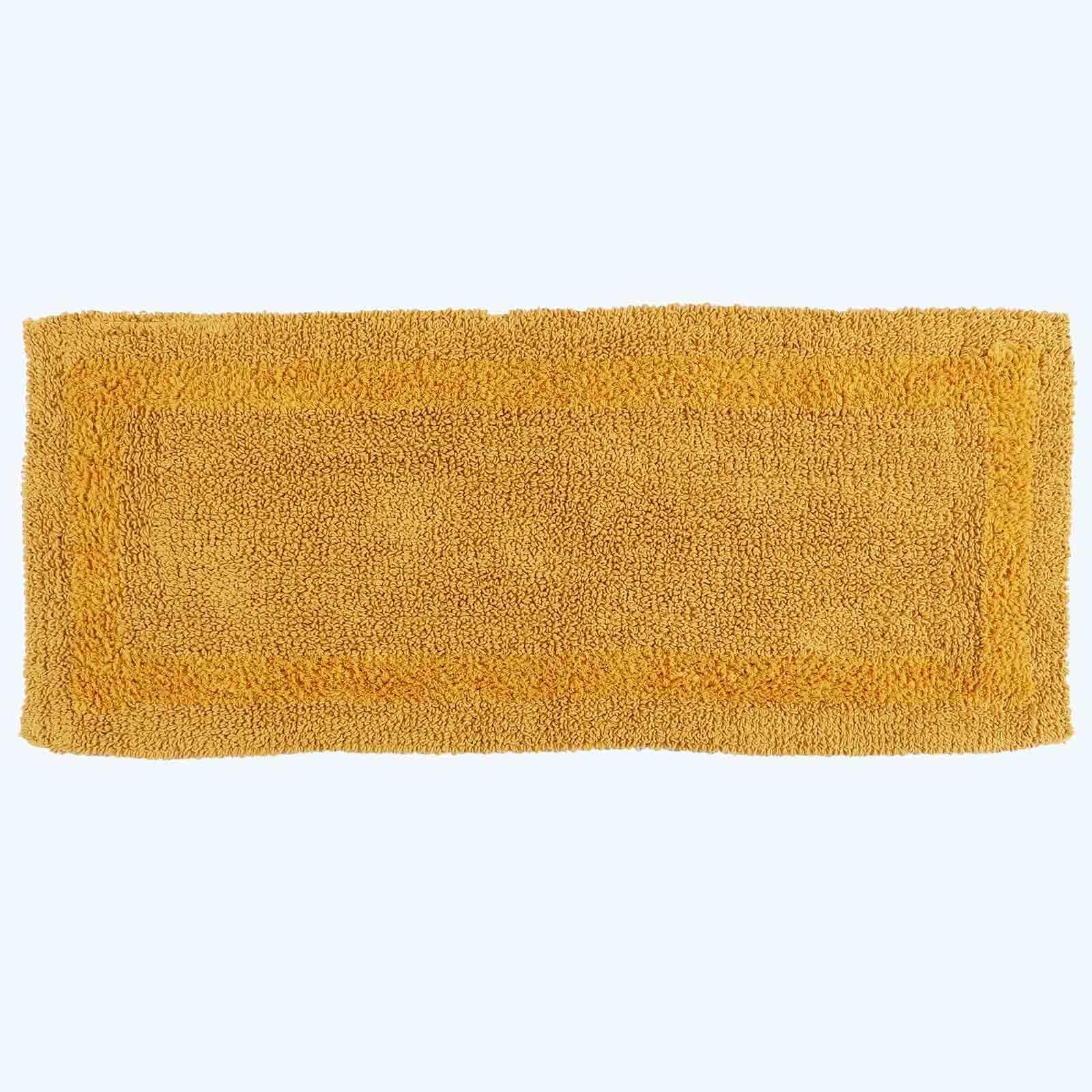 HOMESCAPES Long Bath Mat, Runner, Luxury 1600gsm Extra Soft 100% Cotton, Reversible Bathroom Mats Non-Slip, Washable, Super Absorbent, Quick-Dry, Mustard Large Bathroom Rug, 40 x 100 cm