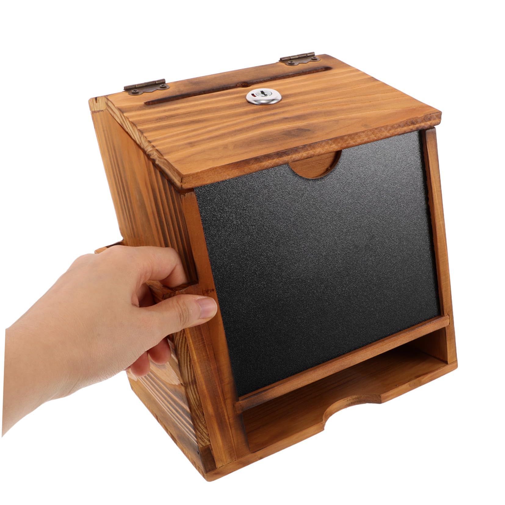 Boîte à Suggestions en Bois Murale avec Serrure, Coffret de Collecte | Finition Café, Style Rustique, Matériel de Fixation Inclus pour Installation