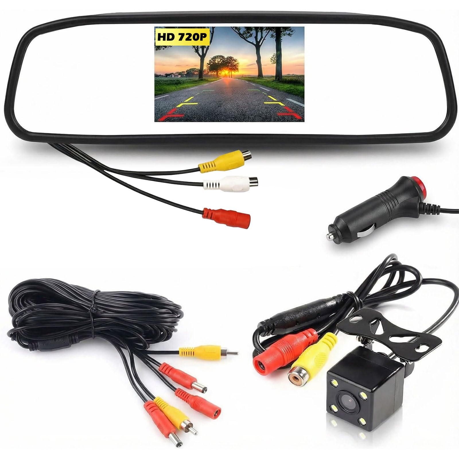 Car Rearview TFT LCD モニター バックカメラセット 24V Wried Reversing Camera Kit 4.3 inch TFT LCD Car Rear View Mirror