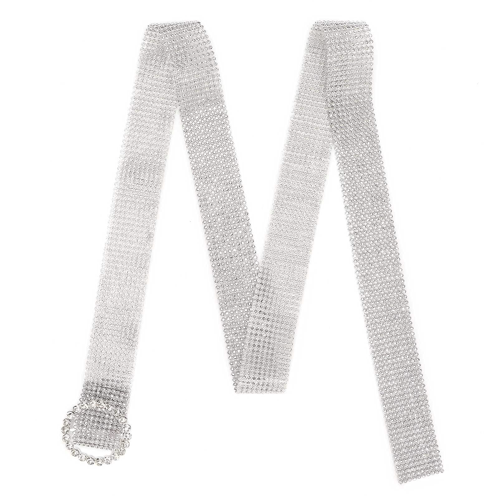 Rhinestone Waist Belt - Silver, Women & Men - Flexible, Secure Fit - for Parties, Festivals & Weddings