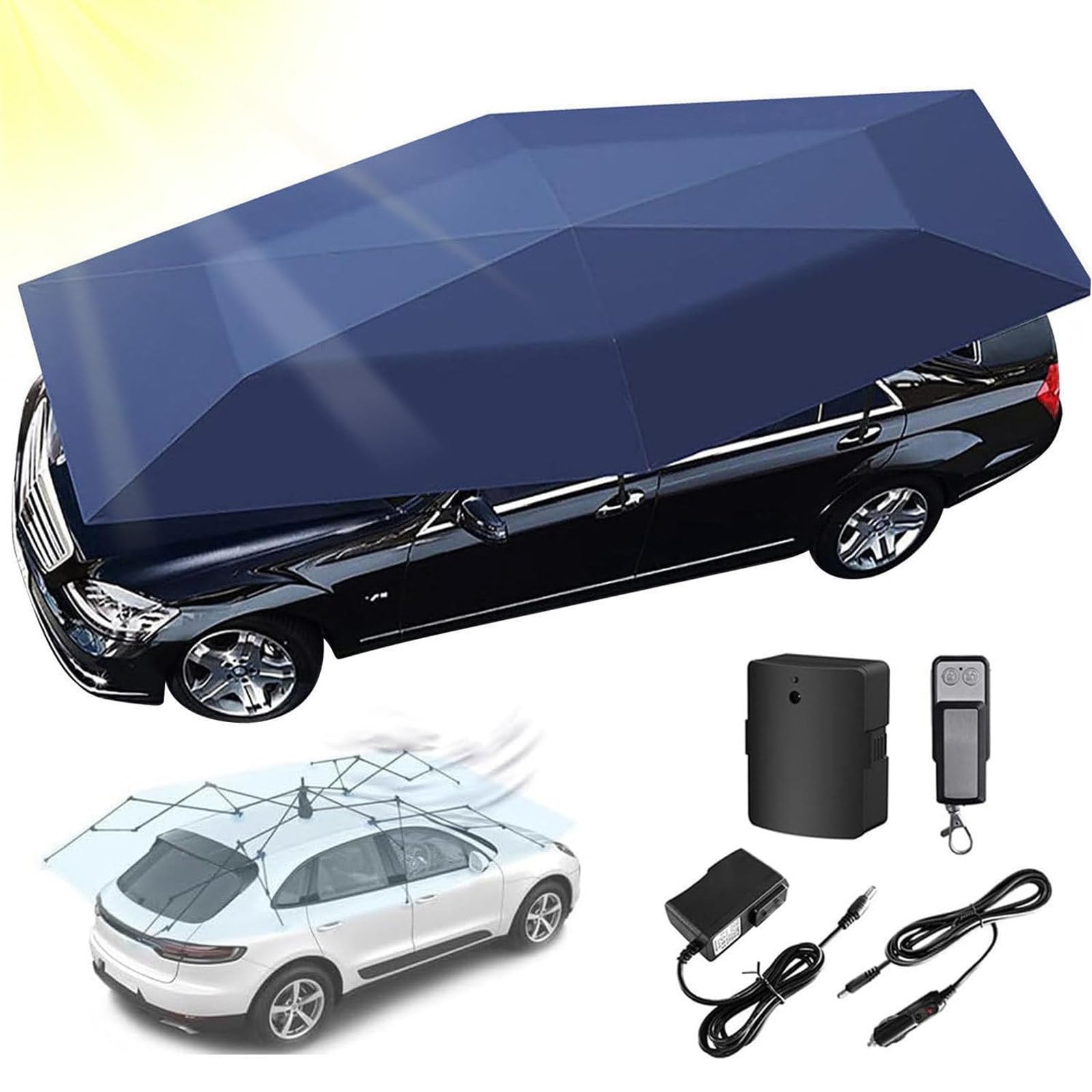 Paraguas Automático para Coche, Toldo Parasol Móvil y Plegable 4.2*2.3m