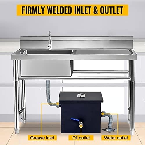 Miniatura 4 de Interceptor comercial de trampa de grasa de 8-70 libras para restaurante debajo del fregadero, 4-35 GPM, 8 libras