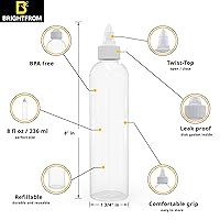 Vista 2 de BRIGHTFROM Botellas aplicadoras con tapa giratoria, 8 onzas, botellas de plástico vacías para apretar, sin BPA, PET, recargable, boquilla