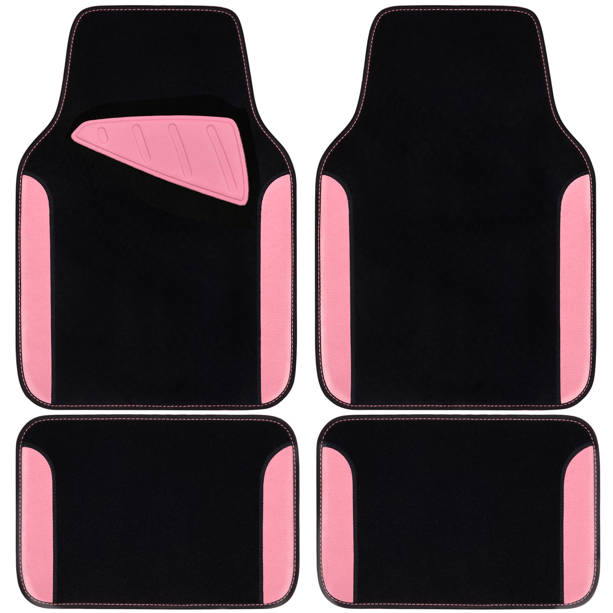 Photo 1 of CAR PASS Waterproof Universal Fit Car Floor Mats, Car Mats Fit for SUV,Vans,sedans, Trucks,Set of 4pcs Car Carpet with Driver Heel Pad (Light Pink)