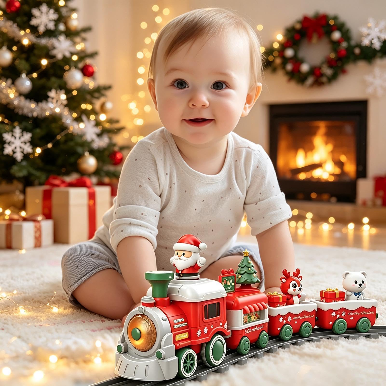 Generico Set Di Natale Locomotiva Magnetica Graziosa Dotata Di E Suoni