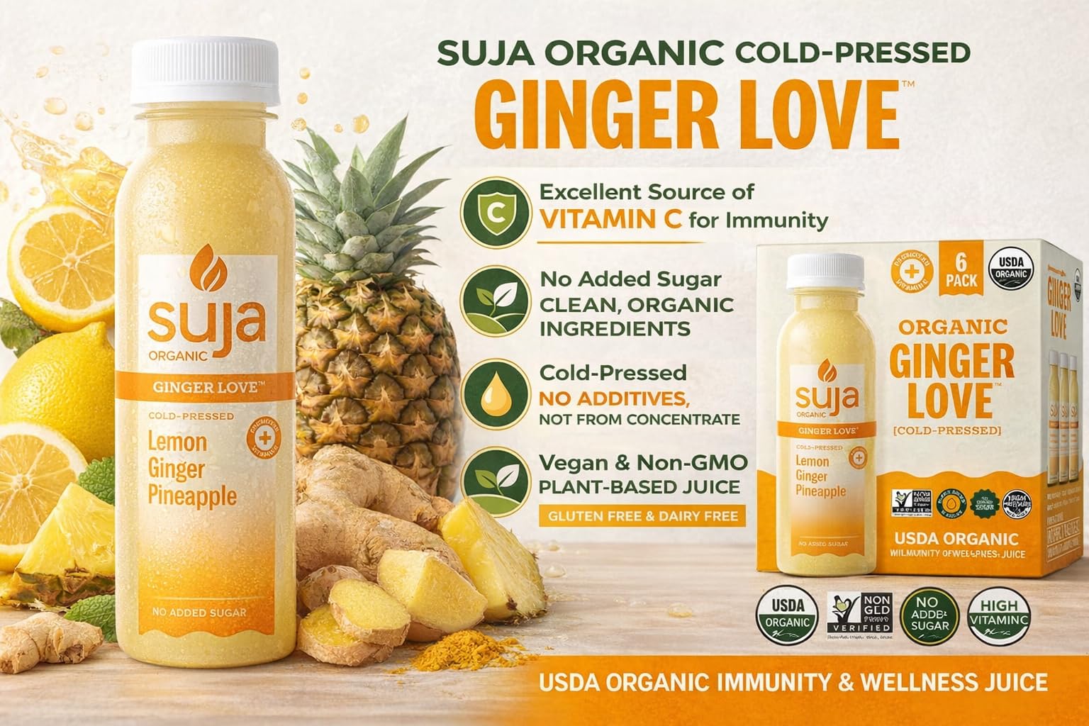 Amazon.com : Suja Organic Cold-Pressed Ginger Lemon Pineapple