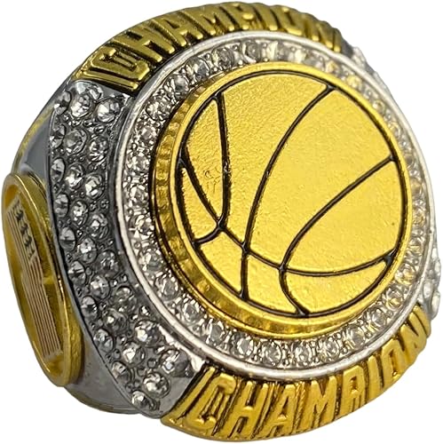 Paquete de 1 o 12 anillos de trofeo de campeonato de baloncesto, regalo plateado y dorado para ganador de torneo o campeón de liga