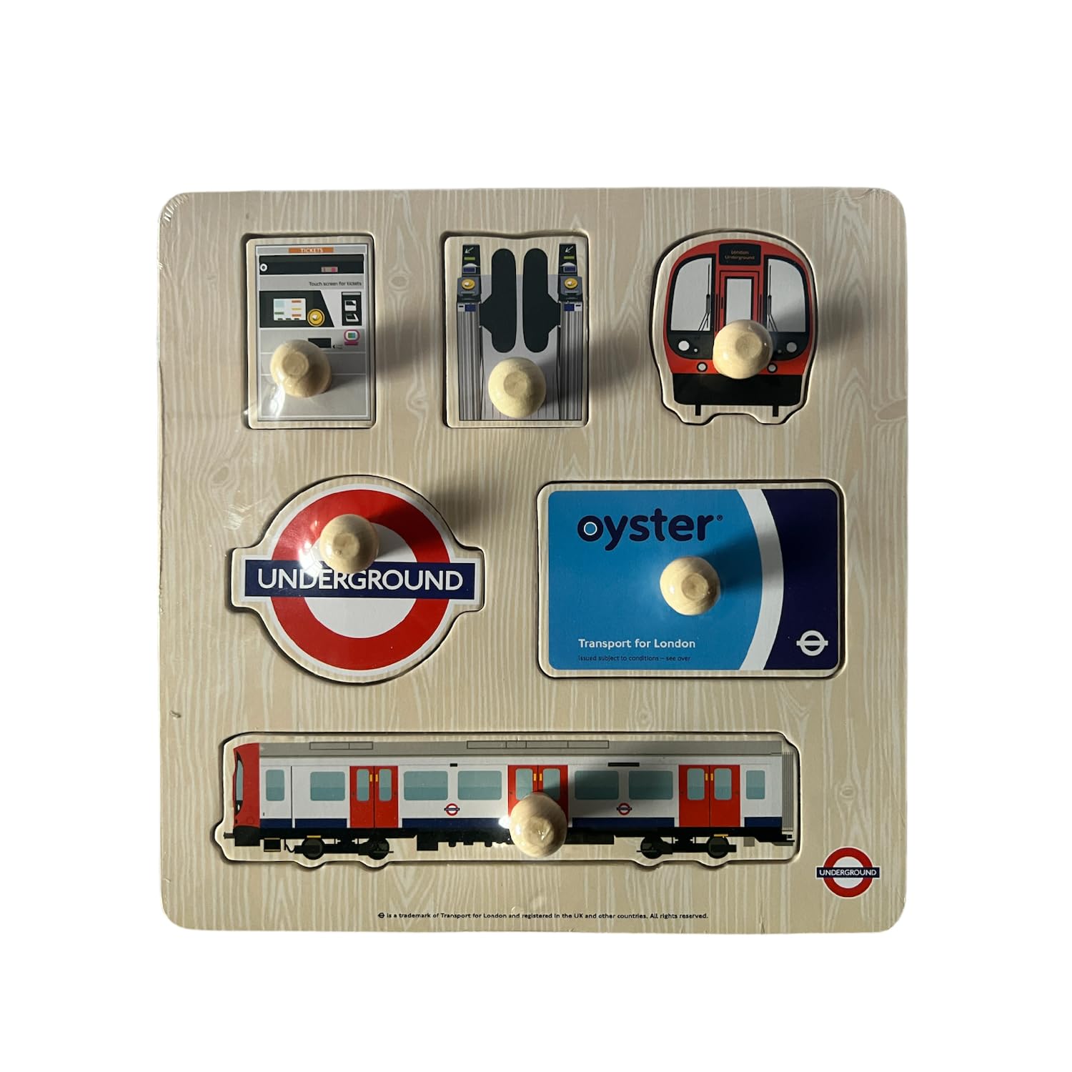 Officially Licensed London Underground Wooden Peg Puzzle - Tube Train Learning Toys for Toddlers
