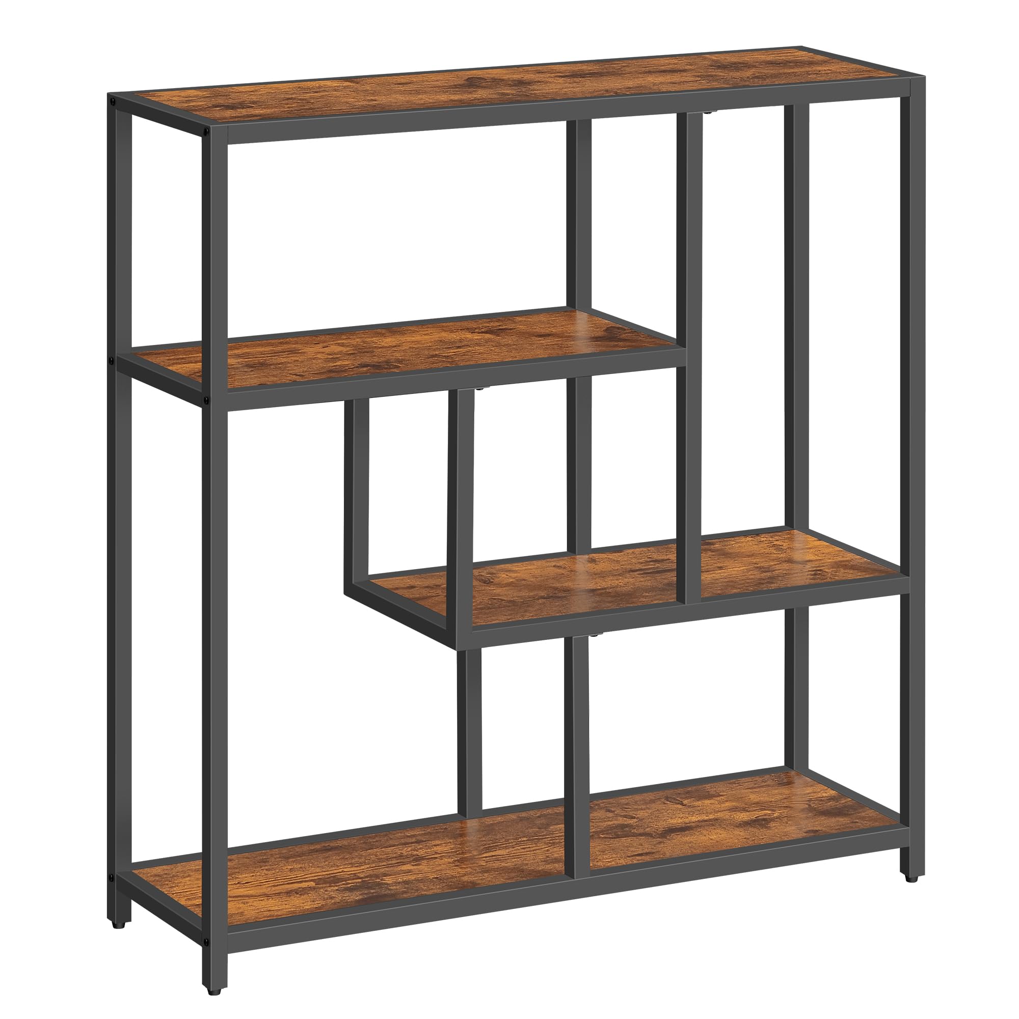 VASAGLE Libreria, Scaffale a 4 Ripiani, 30 x 100 x 103 cm, Scaffale Autoportante, per Soggiorno, Ufficio, Camera da Letto, Cucina, Marrone Vintage e Nero Inchiostro LLS134B01V1
