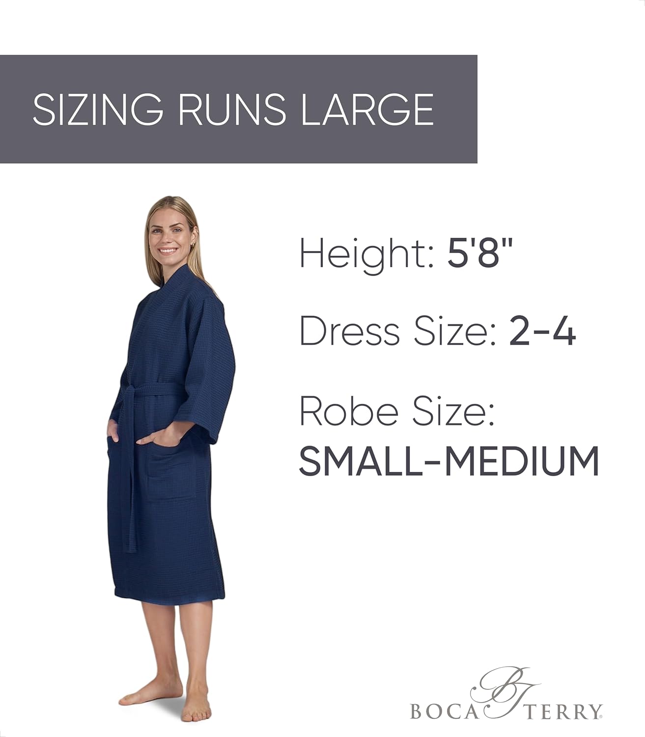 Waffle Robe for Women by BOCA TERRY, Soft Cotton Spa Robes for Summer, Lightweight Knit Waffle Bathrobe, Kimono Bathrobes - Image 5