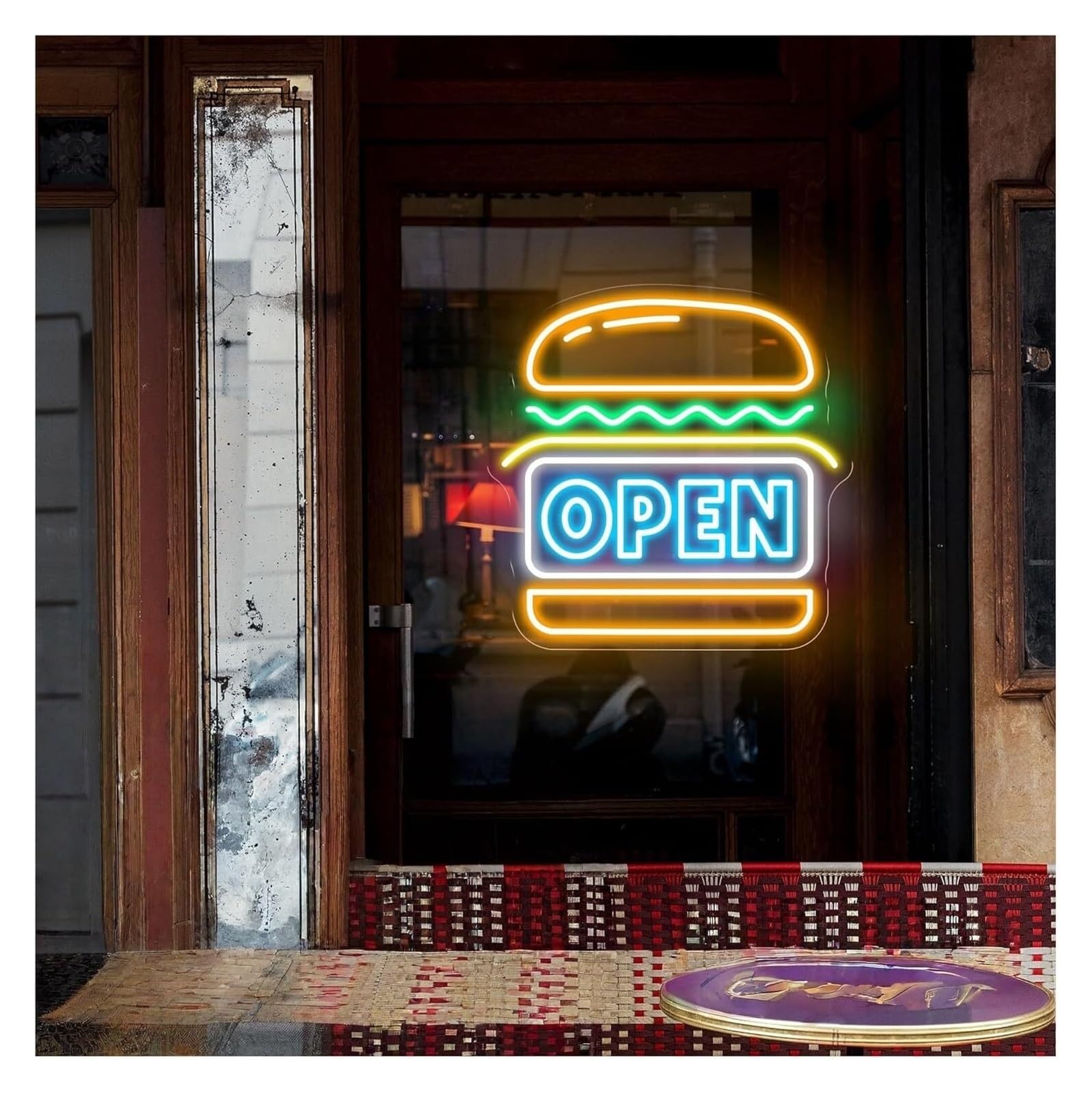 Wexxaii neon Light Sign Neon Signs Decor Sign Burger Open(C)
