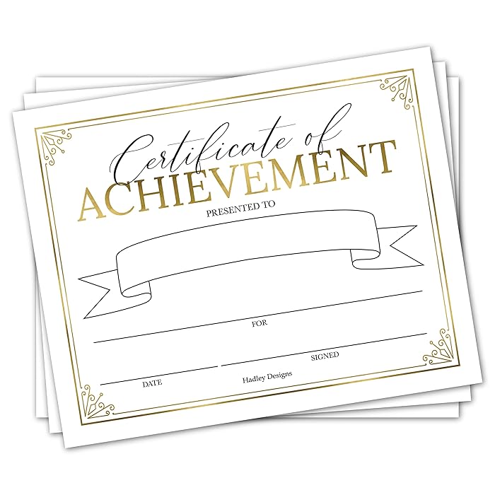 Buy 25 Gold Certificate of Completion Award Certificate Paper for
