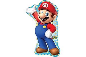 Anagram 33 Mario Bros Shaped Foil Balloon, Rainbow Assortment
