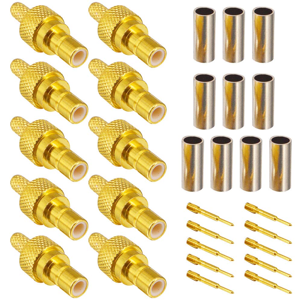 Satellite Radio Antenna SMB Crimp Male Plug Connector RF Coax Antenna Car Digital Radio Crimp Connector for Car Vehicle Trucks Stereo Receiver Tuner for LMR100 RG316 RG174 Cable Pack of 10
