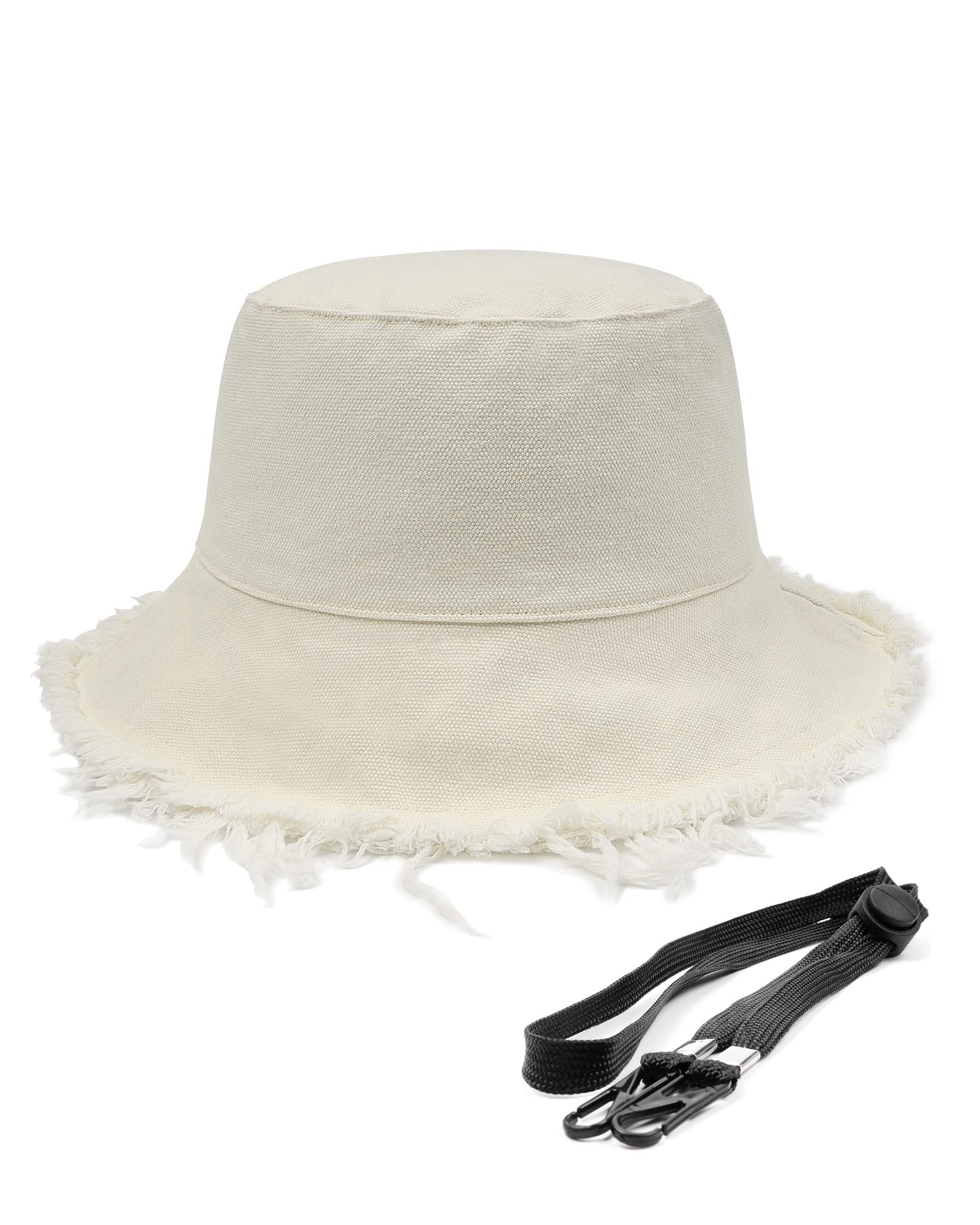 Zylioo Chapeau de soleil bob effiloché de petite taille, chapeau de pêcheur tendance à pompons pour petites têtes, chapeau de voyage d'été