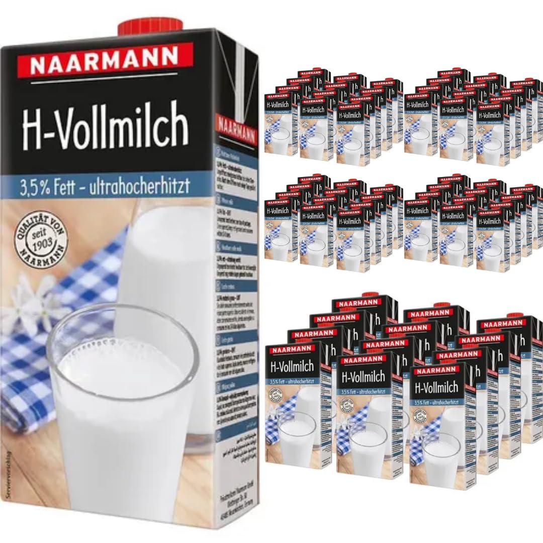Naarmann Milch fettarme H-Milch 3,5% Fett Haltbare Milch, je 1 Liter, 60 Stück + pufai