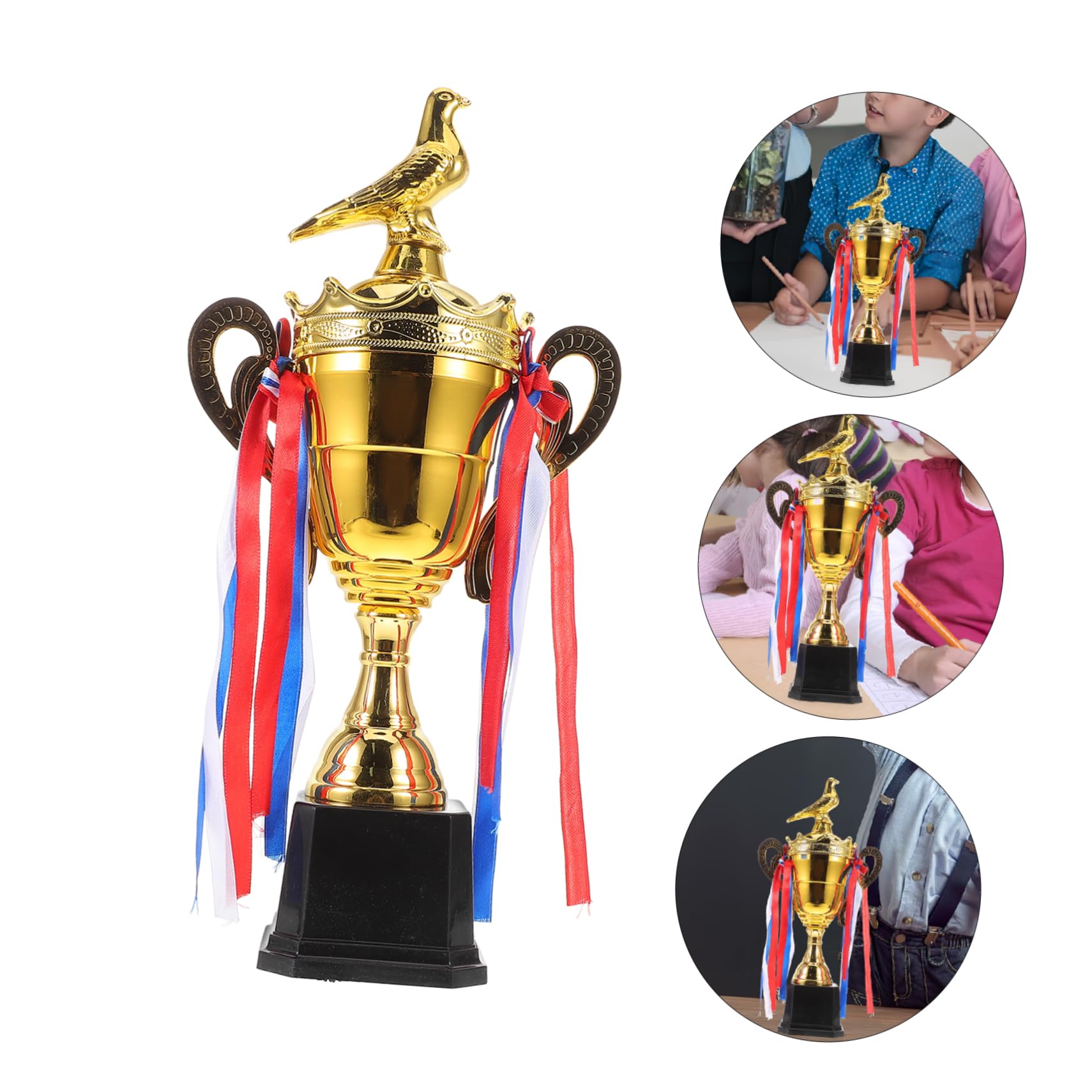 TOYANDONA Coppa in Metallo Oro per Eventi Sportivi Versatile Premio Design a Corona e Colomba Calcio e Back To School Party