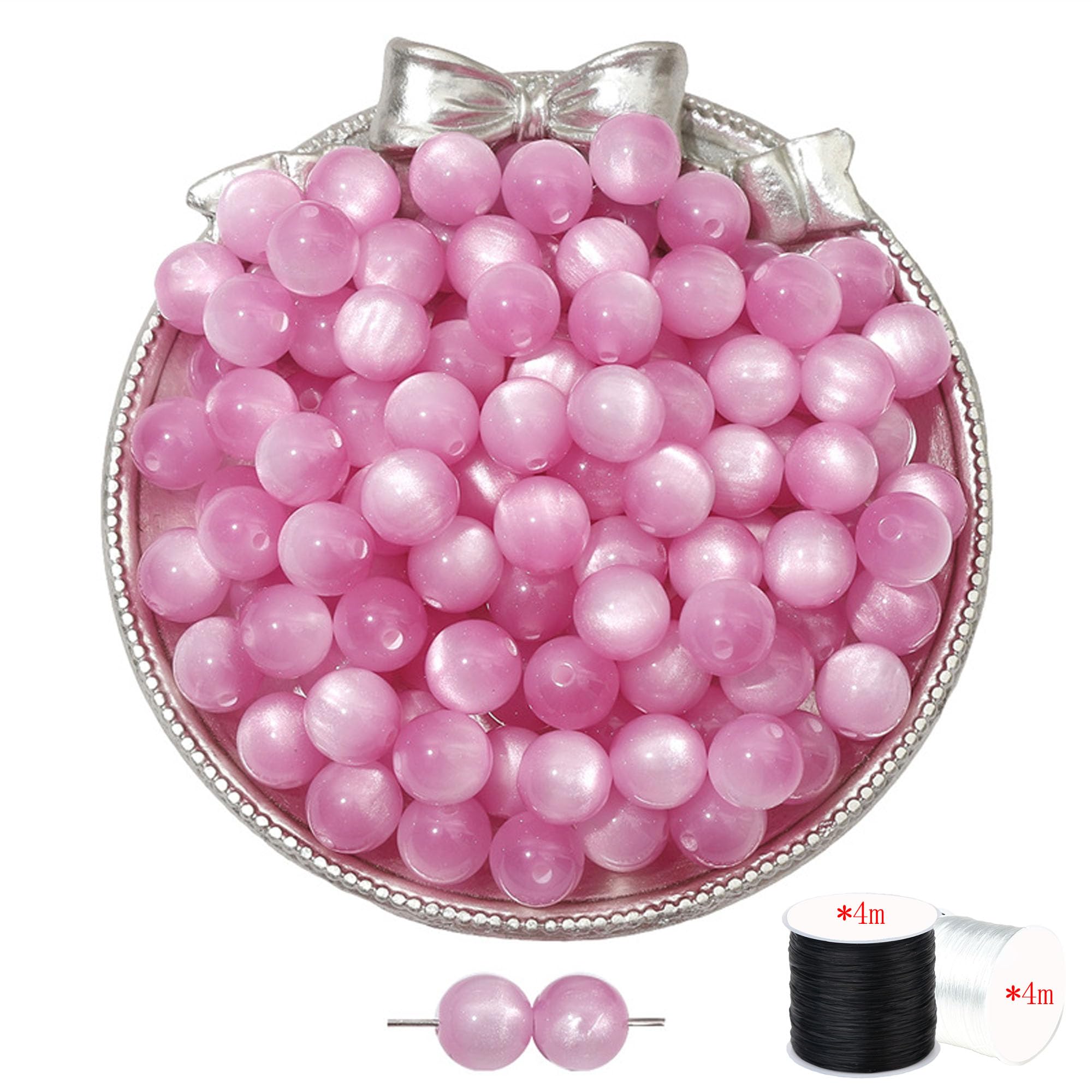 ftiemlovde 60 Large 8mm Dark Purple Beads Bracelet Making Kit