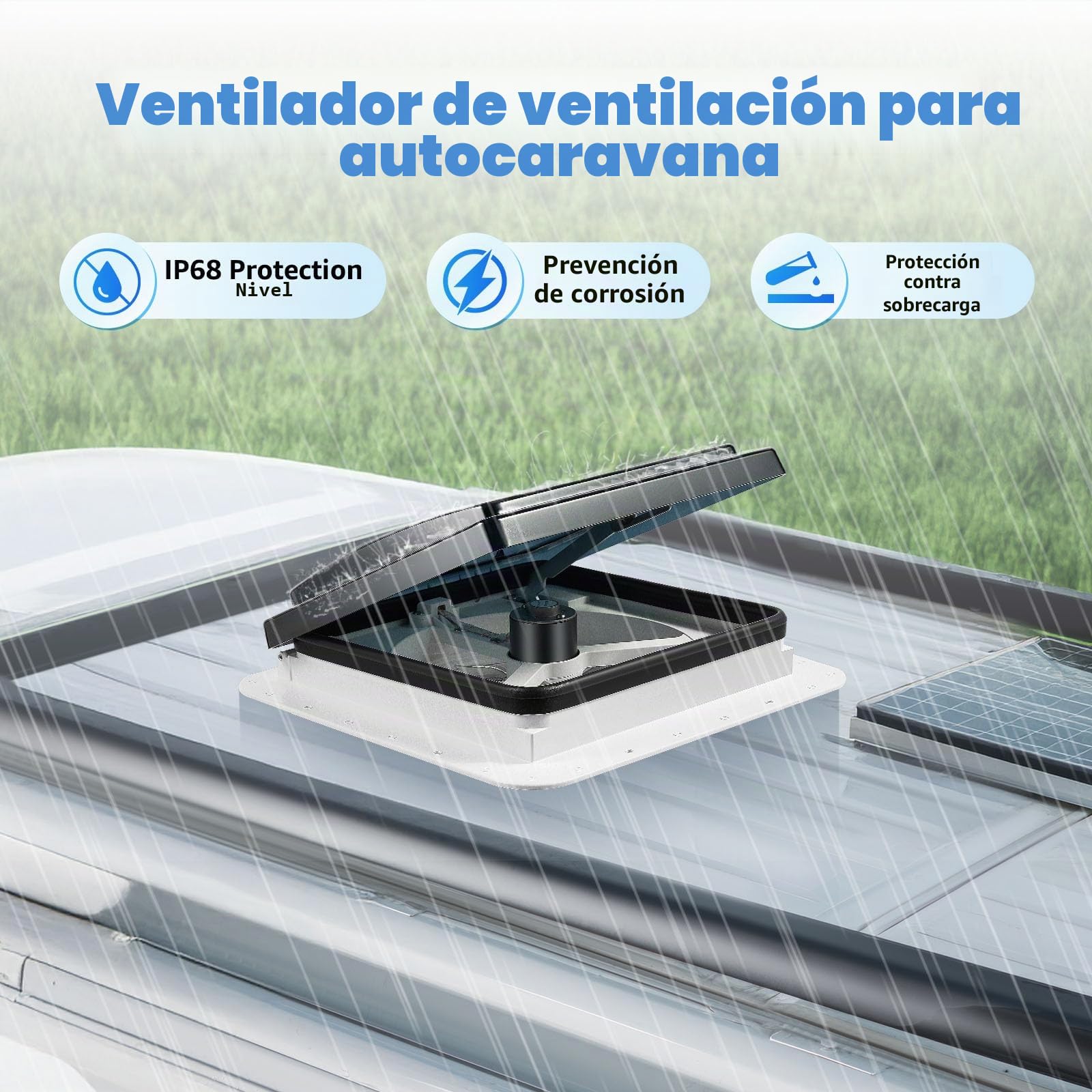 Ventilador de techo para autocaravana, kit turbo con LED, para caravanas, tragaluces insonorizadas, ventiladores silenciosos, ventiladores para caravanas y caravanas