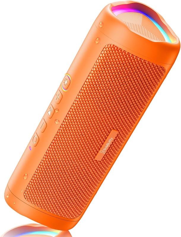 parlante Bluetooth, Sonido HD de 20 W, Inalámbrico portátil, IPX5 Resistente al Agua, Hasta 24 Horas de Reproducción, Emparejamiento TWS, para Hogar/Fiesta/Exterior/Camping/Playa Essentials, Gadgets Electrónicos, Regalo de Cumpleaños (Naranja)