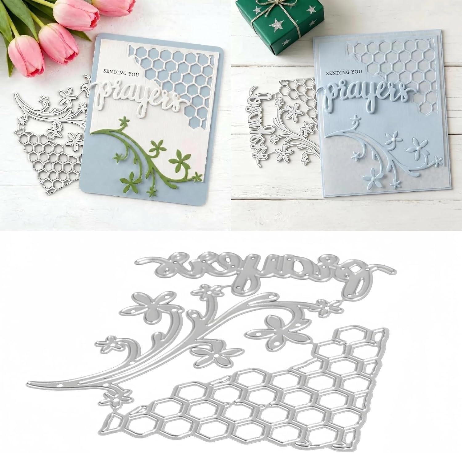ZECNG Flower Frame Die Cut, Metal Flowers Border Cutting Die for DIY Scrapbook Photo Album Decorative Embossing Paper Card, Metal Card Making Supplies