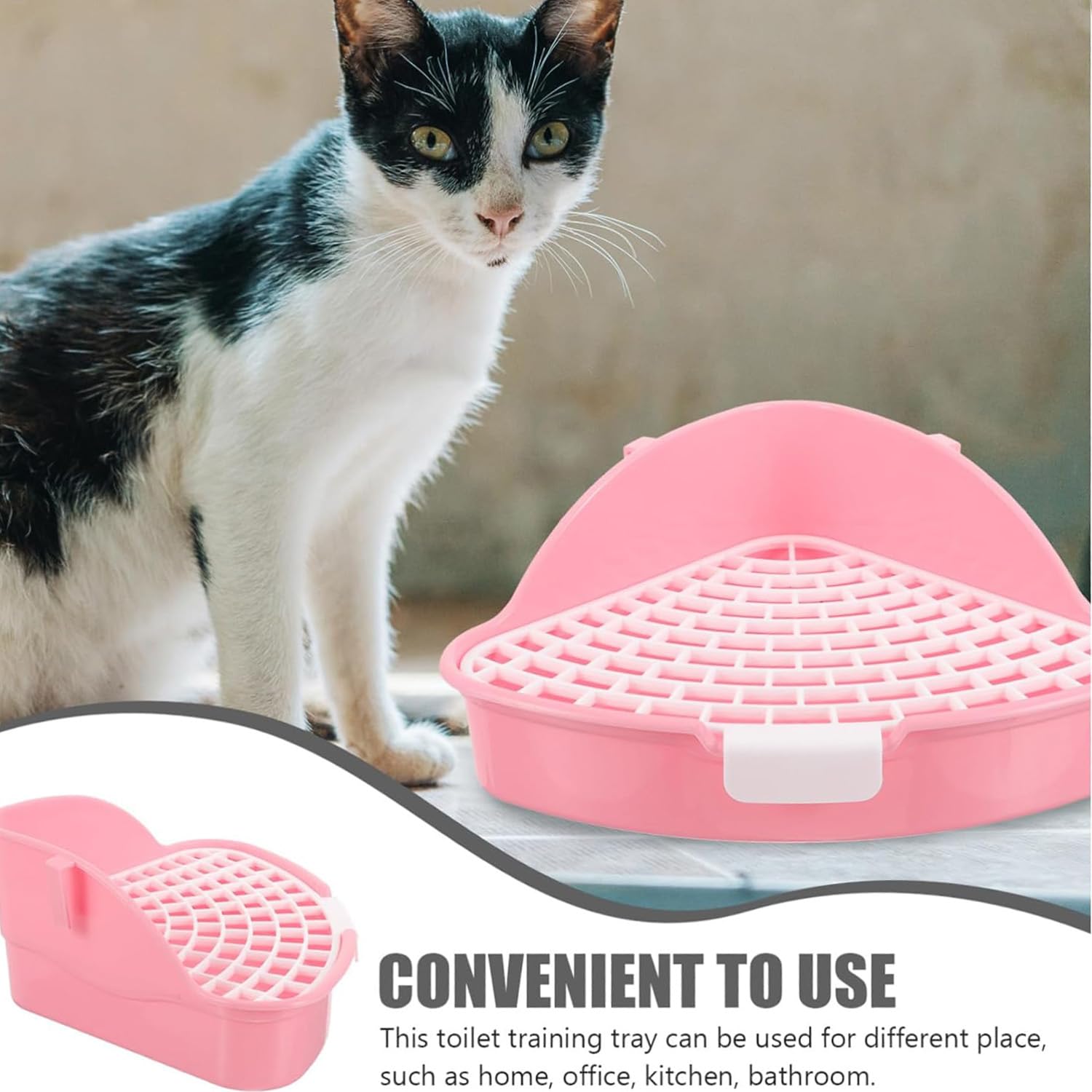 MEISO Toilette per Coniglio, Toilette per Animali Domestici, Vasino Addestrativo per Criceti, Toilette per Animali di Piccola Taglia di Triangolo per Coniglietti, Cincillà, Cavia (Rosa)