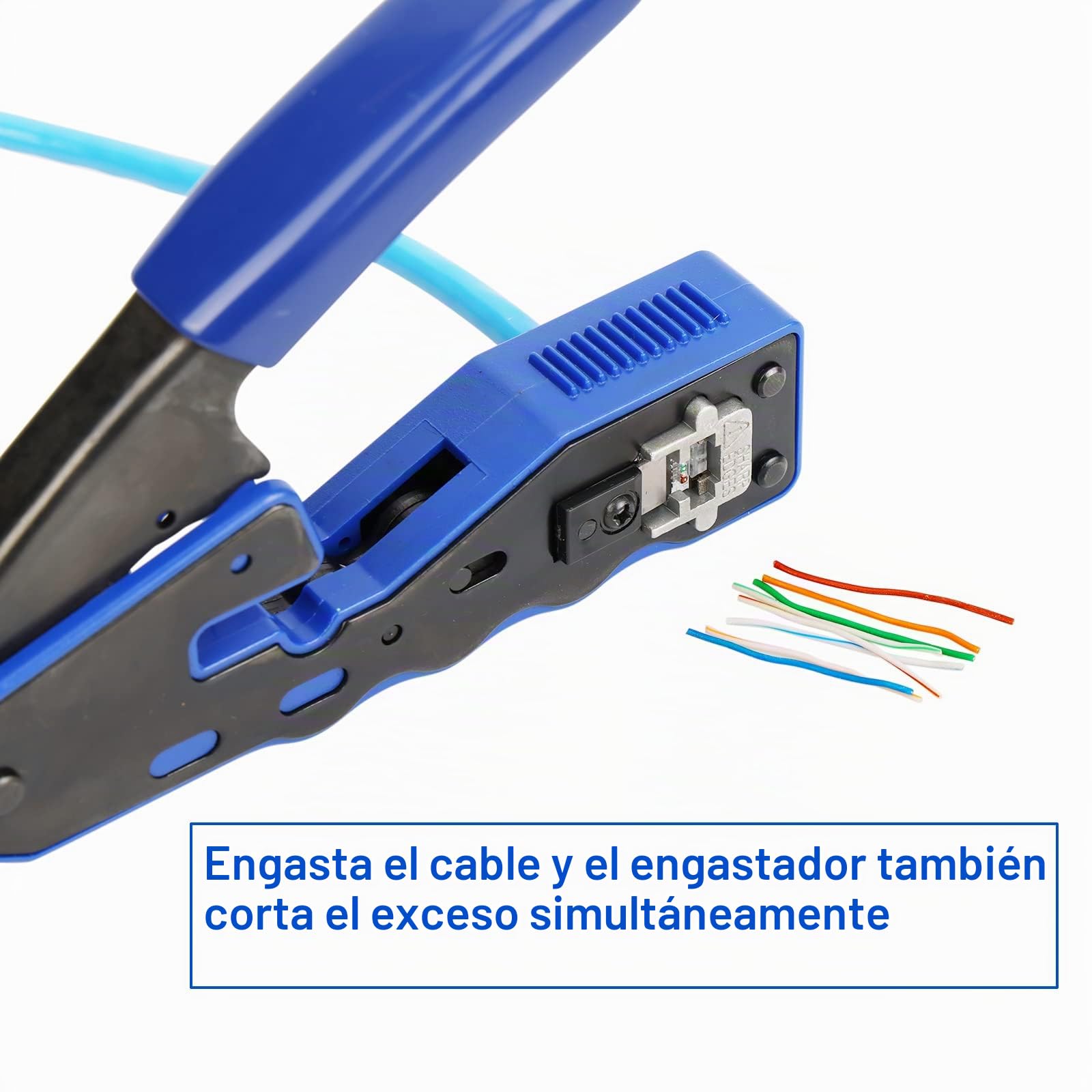 Kit Crimpadora RJ45 Cat6 Cat5e Cat5 con Comprobador de Cable, Herramienta Ethernet 3 en 1 con Pelacables, 50 Conectores RJ45 Pasantes y Fundas