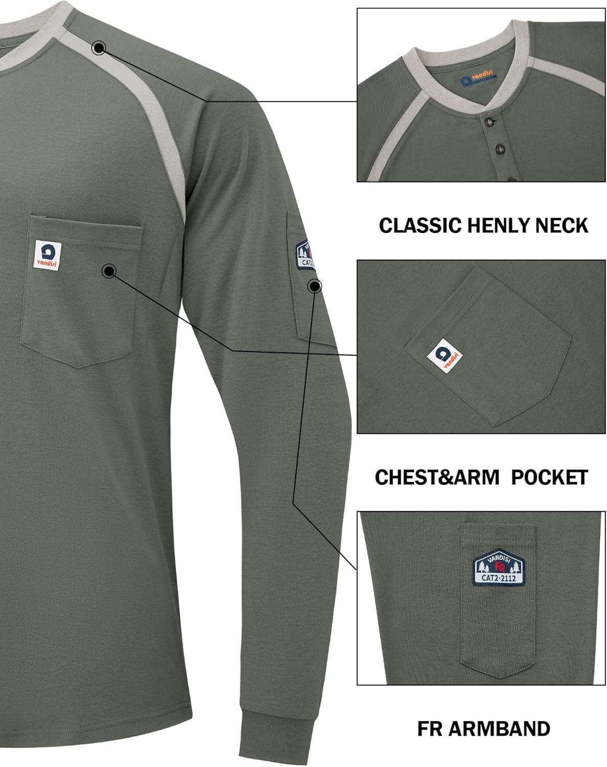 FR Shirts for Men CAT2 Flame Resistant Shirts 6.5oz Light Weight Long Sleeve Fire Retardant Shirts - Image 4