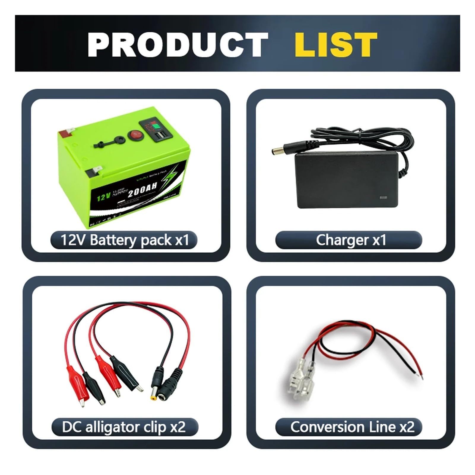 For Pannelli Solari, Camper, Alimentazione Di Riserva for Yacht | Batteria LiFePO4 12V 200000mAH ad alta capacità con soluzione BMS integrata(200A Portable Pow-Ch)
