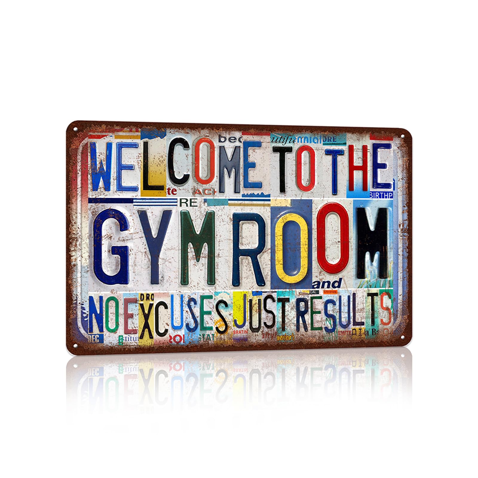 peiyeety Vintage Gym Room Wall Decor Metal Sign Tin Signs Poster - Welcome To The Gym Room No Excuses Just Results