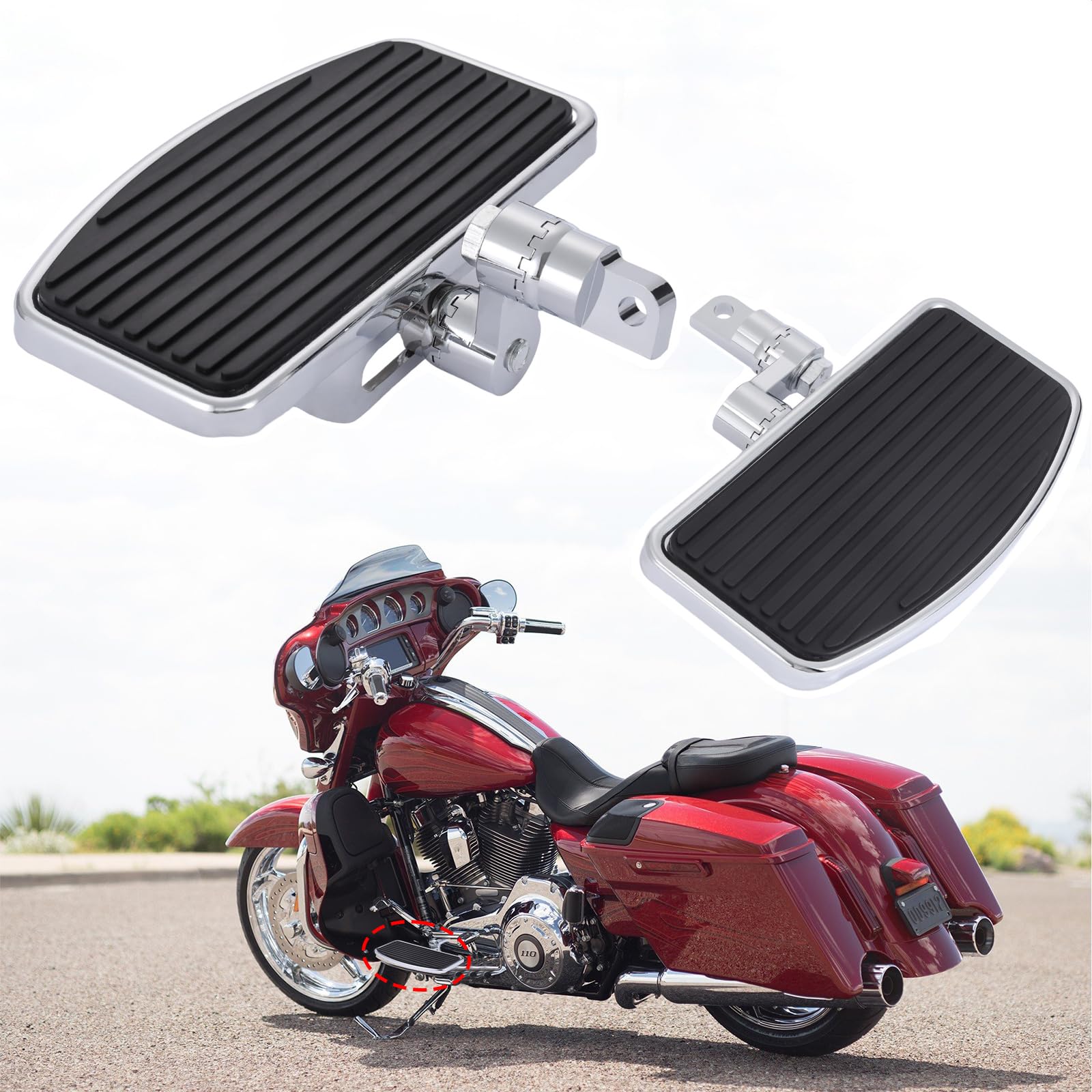 Verstellbares Fußbrett für Beifahrerseite für Harley Sportster 883 1200 Dyna Fat Bob (rutschfeste Fußstützen)