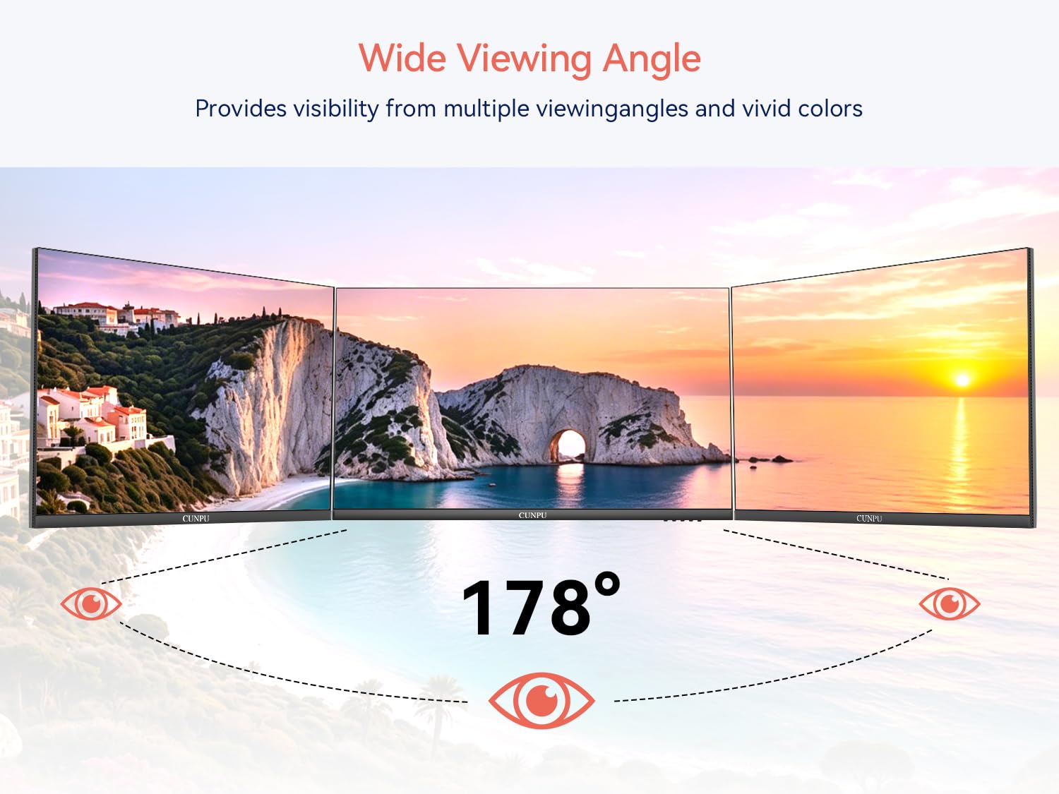 CUNPU 32" 4K IPS Monitor, 100% DCI-P3, 65W USB-C PD, 3-Side Ultra-Thin Bezel, Flicker-Free Eye Care, Ergonomic Adjustable, HDMI/DP, VESA 100x100 - Home/Office Entertainment image 7