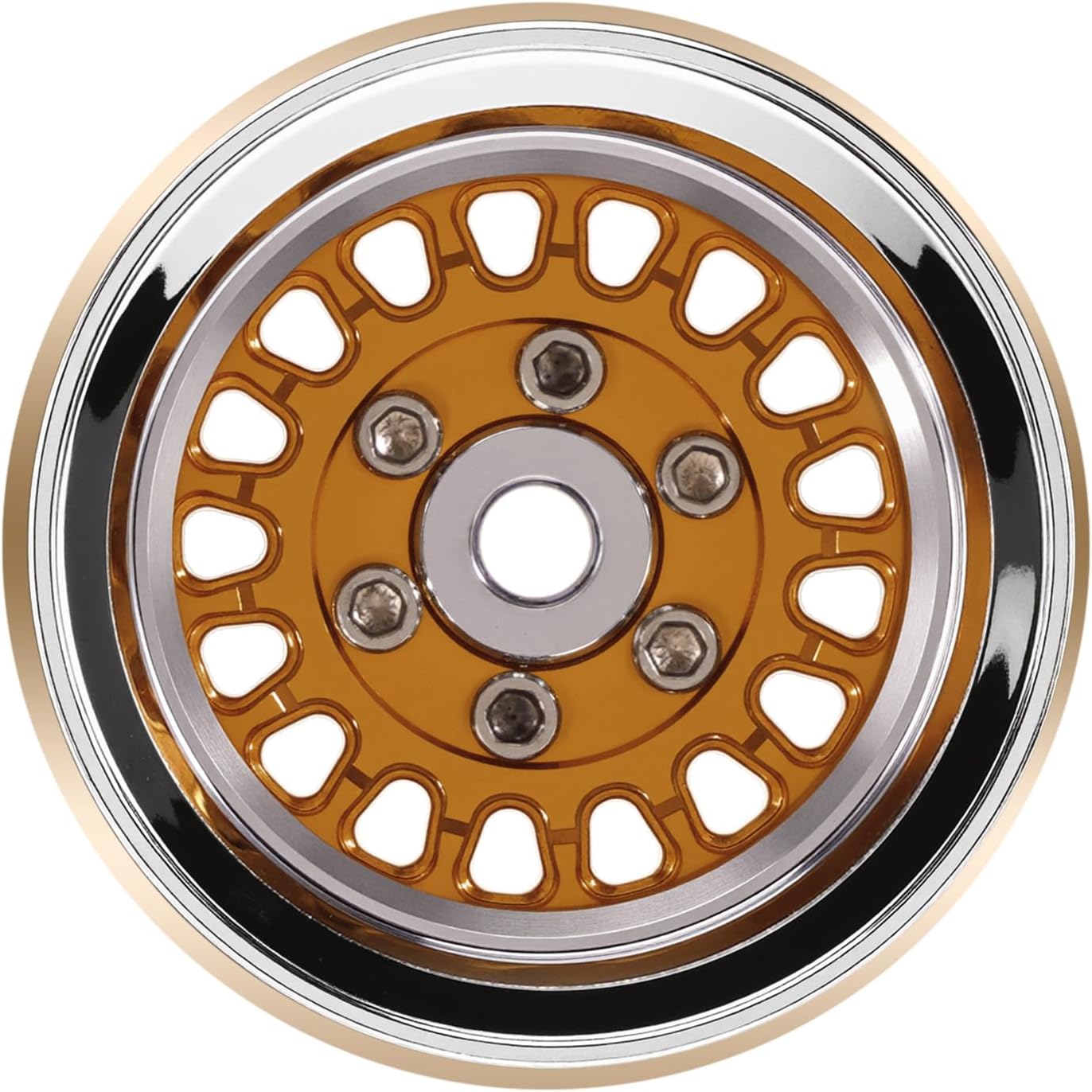 INJORA ModuWheel 1.0" Aluminum Beadlock Wheels Negative Offset -4.4mm for TRX4M SCX24 1/18 1/24 RC Crawlers(Gold)