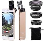 3 in 1 Cell Phone Camera Lens Kit Wide Angle Macro Fisheye Lens Universal for Smart Phones iPhone Samsung Android Black